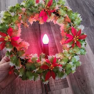 Festive Vintage Green and Red Holiday Wreath